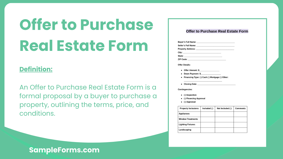 offer to purchase real estate form