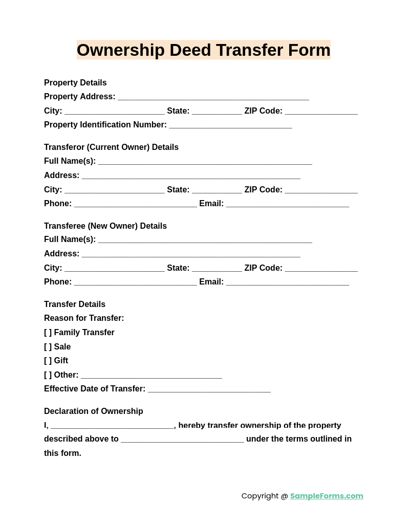 ownership deed transfer form