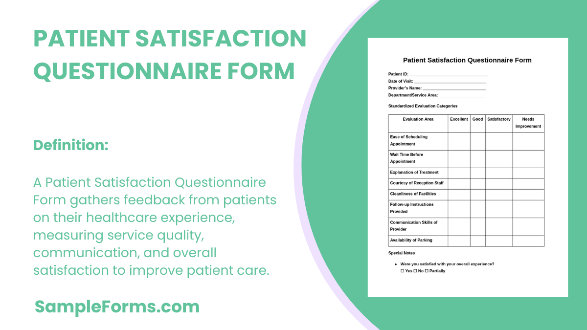 patient satisfaction questionnaire form