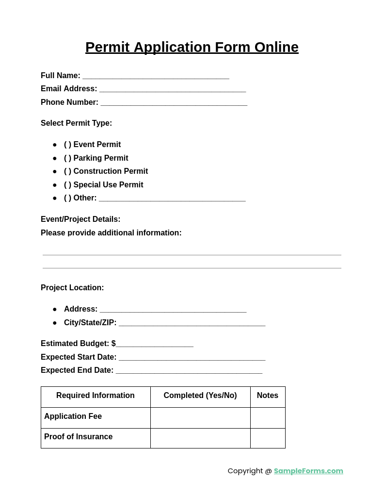 permit application form online