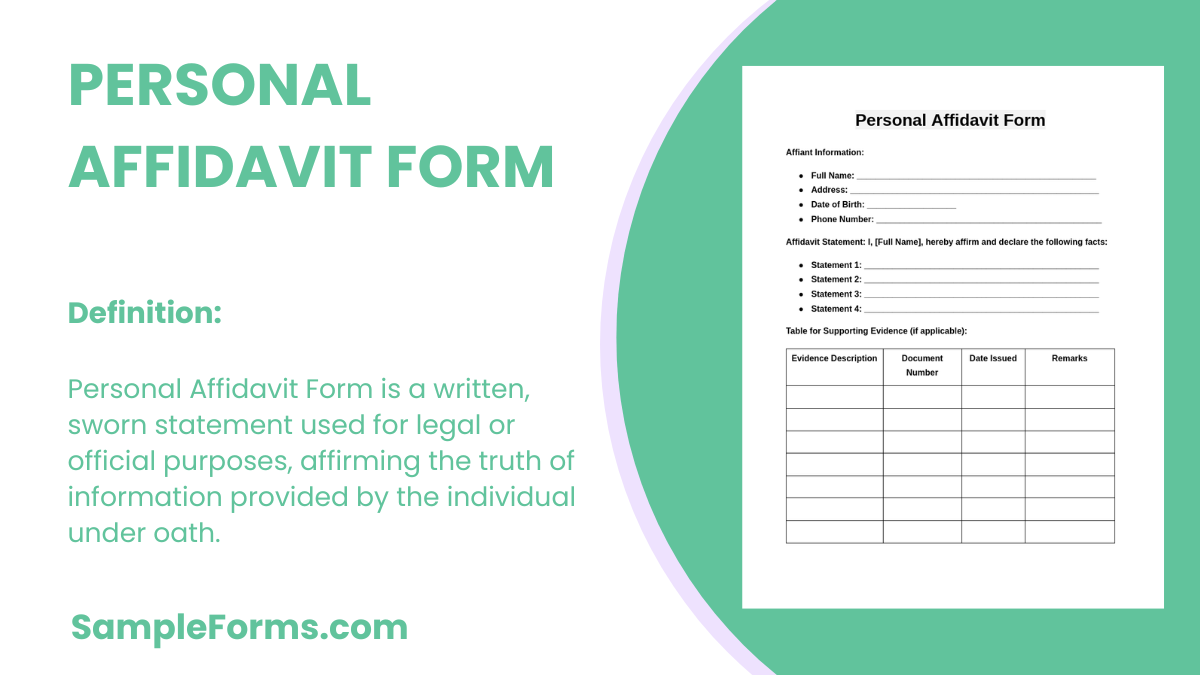 personal affidavit form