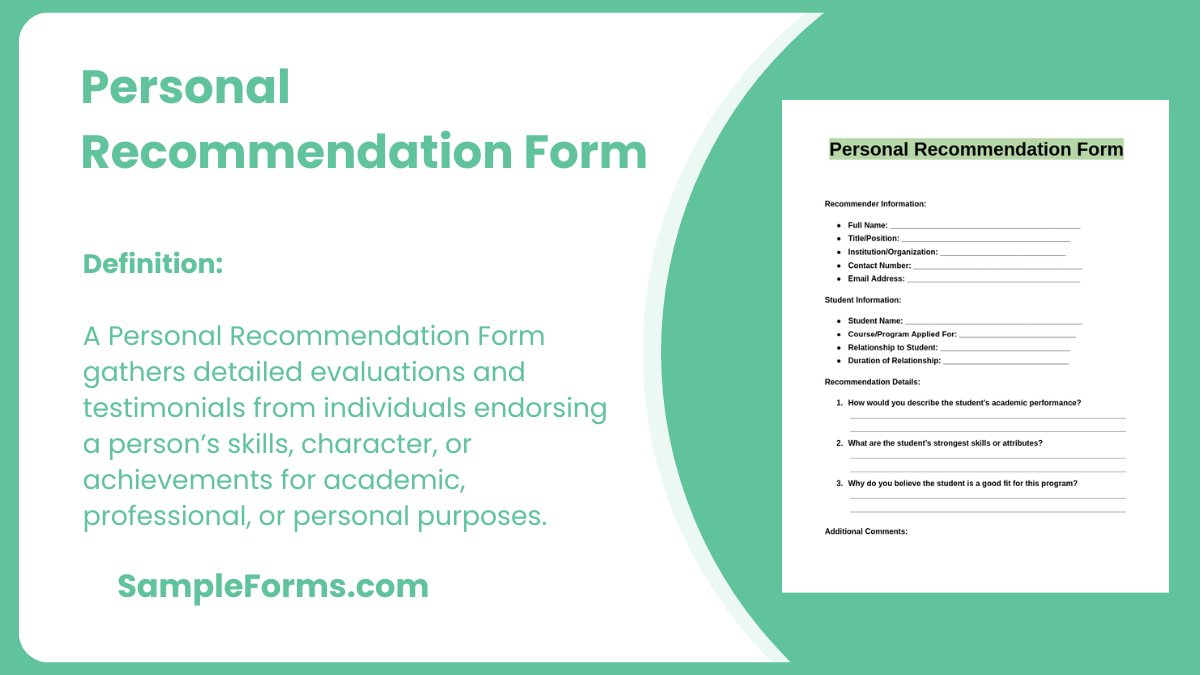 personal recommendation form