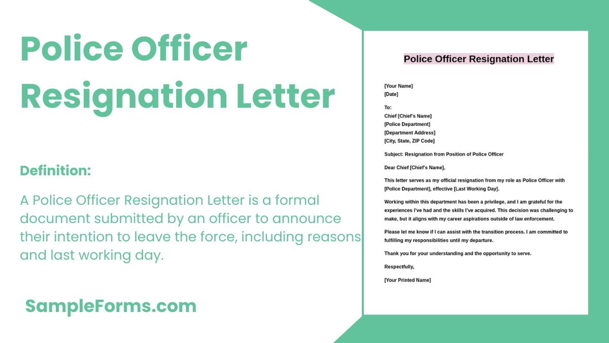 police officer resignation letter