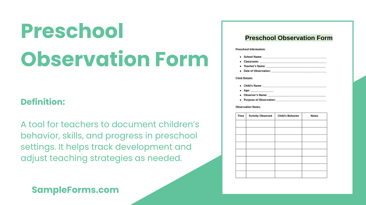 preschool observation form