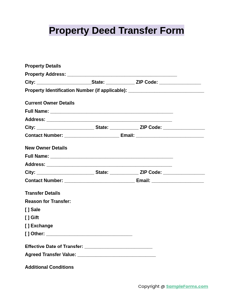 property deed transfer form