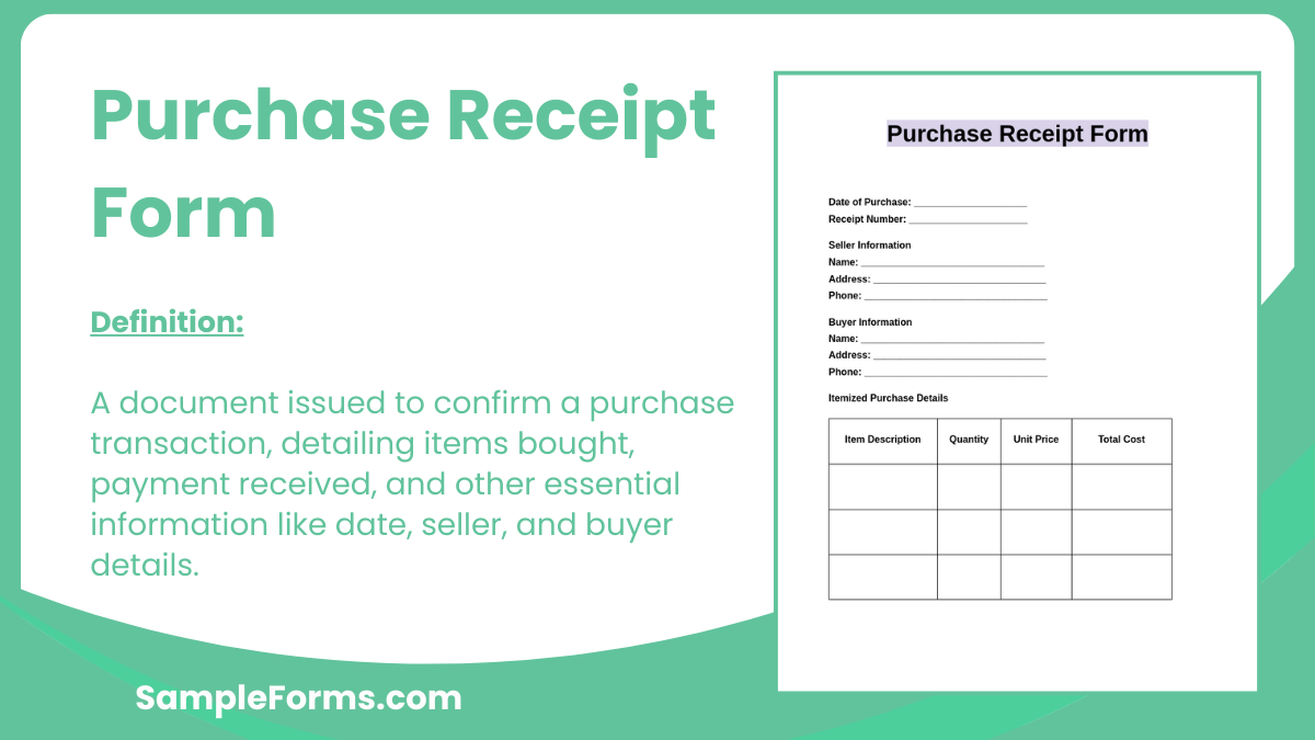 purchase receipt form