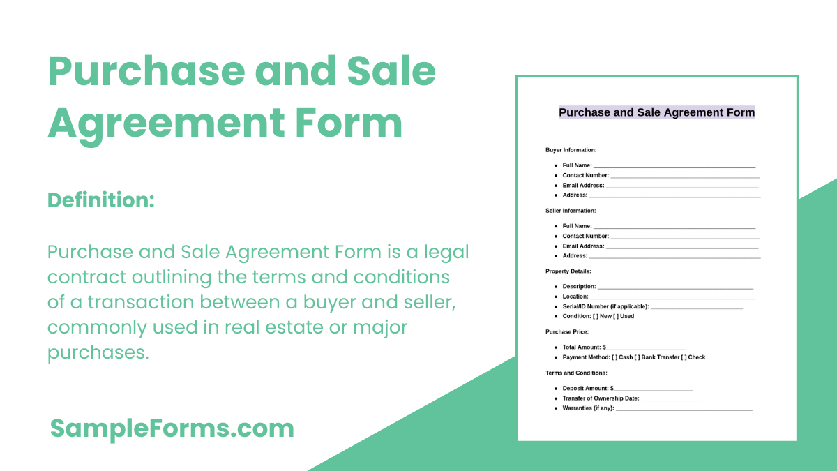 purchase and sale agreement form