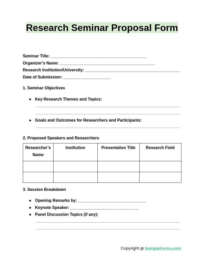 research seminar proposal form