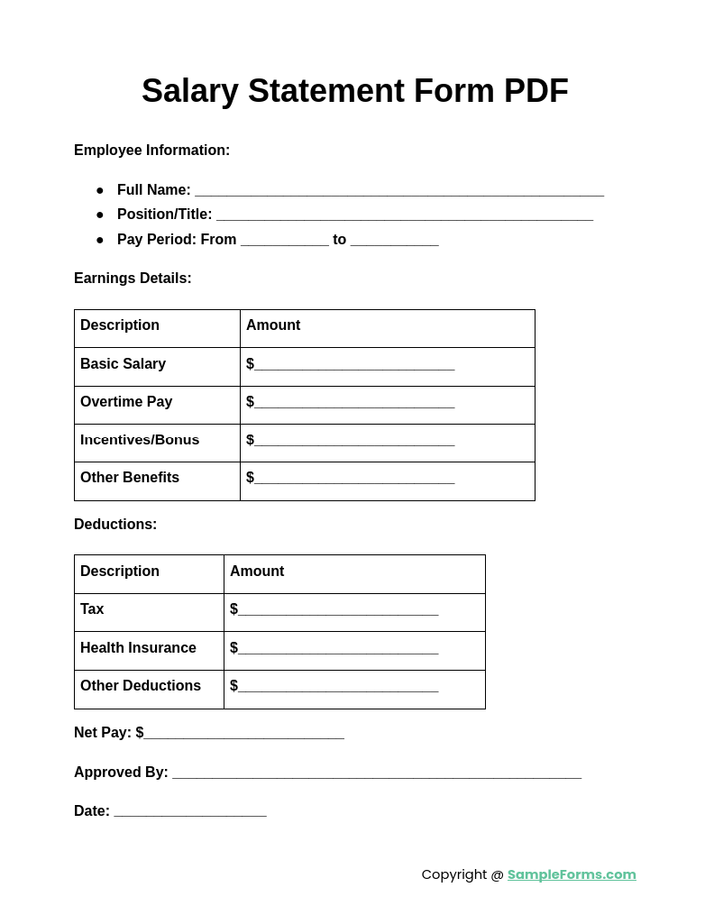 salary statement form pdf