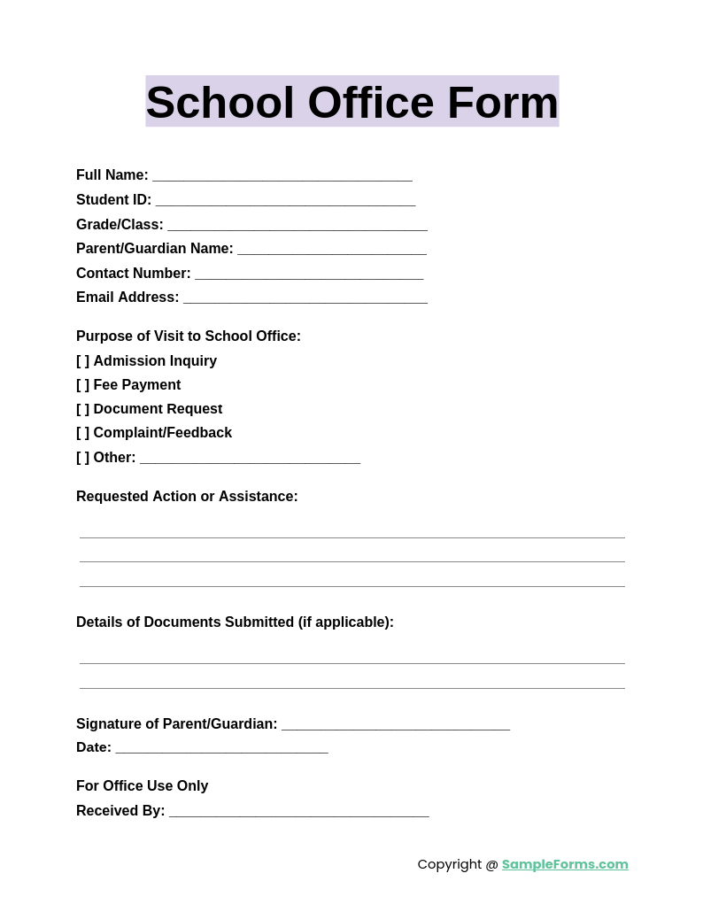 school office form