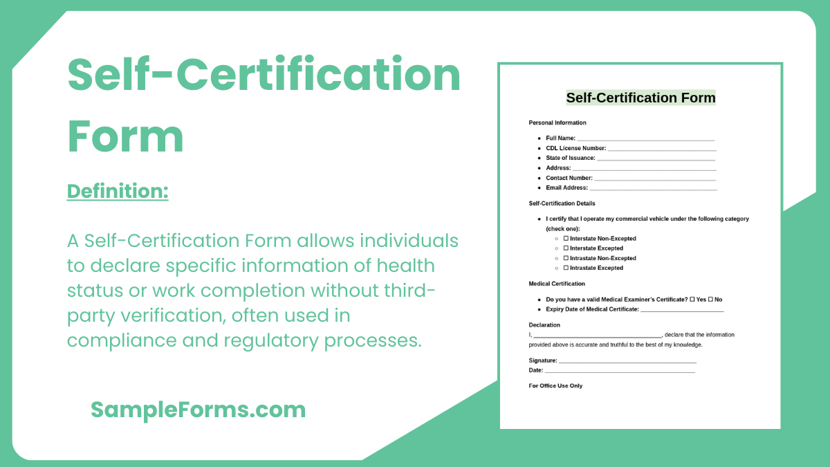 self certification form