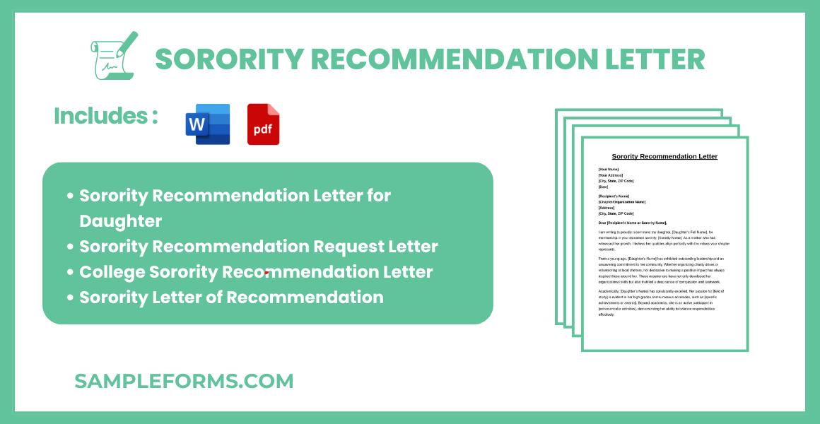 sorority recommendation letter bundle