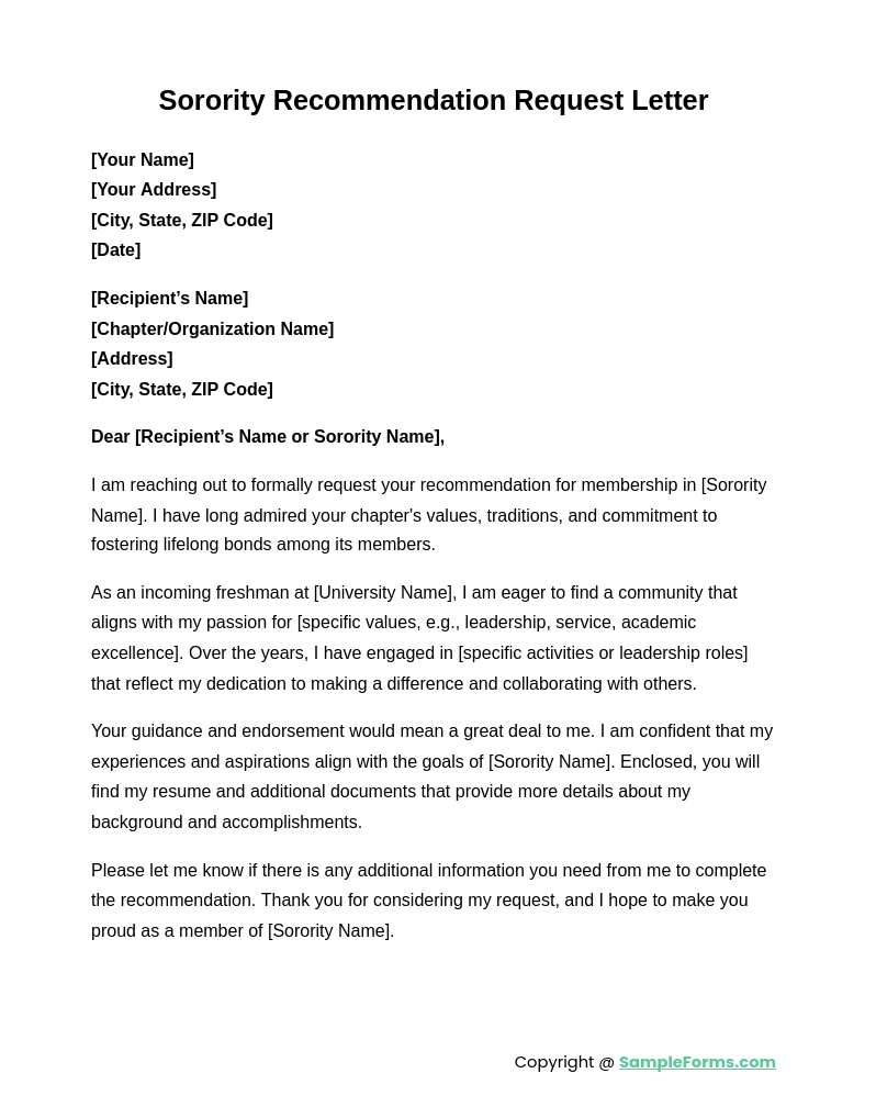 FREE 10+ Sorority Letter Samples, PDF, MS Word, Google Docs