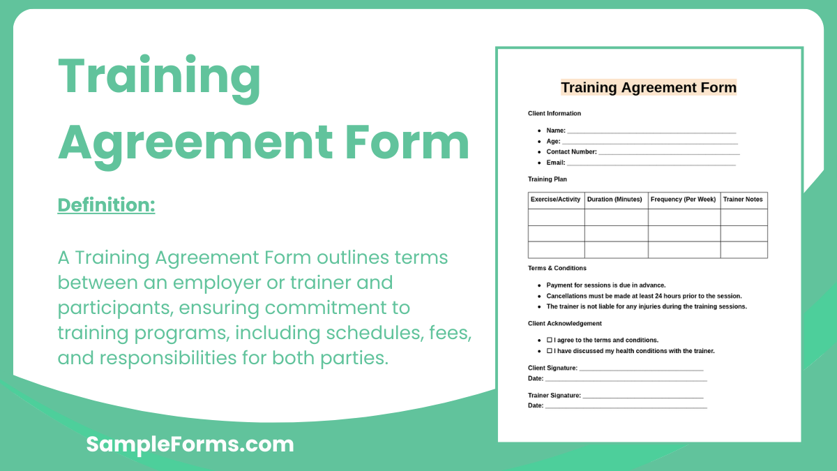 training agreement form