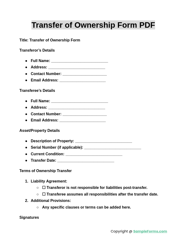 transfer of ownership form pdf