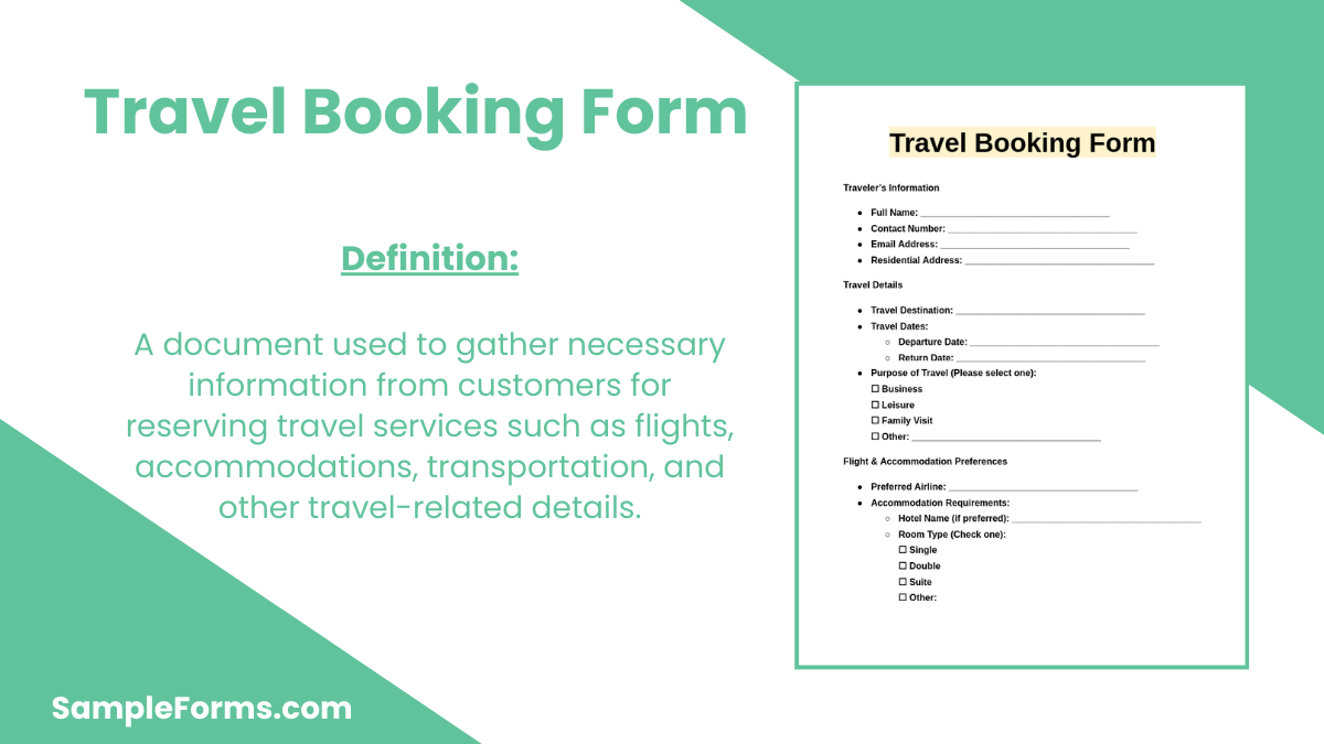 travel booking form