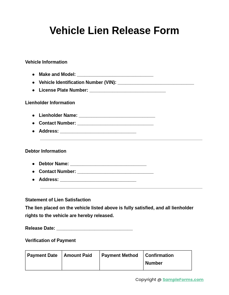 vehicle lien release form