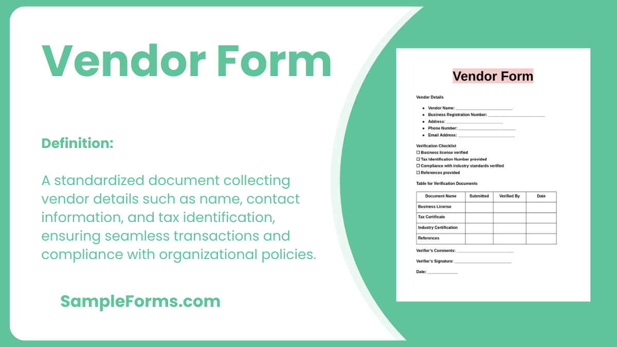 vendor form