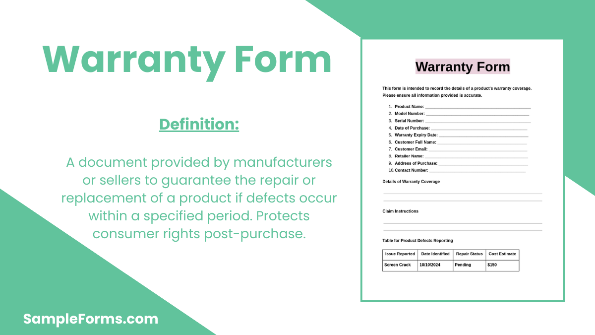 warranty form