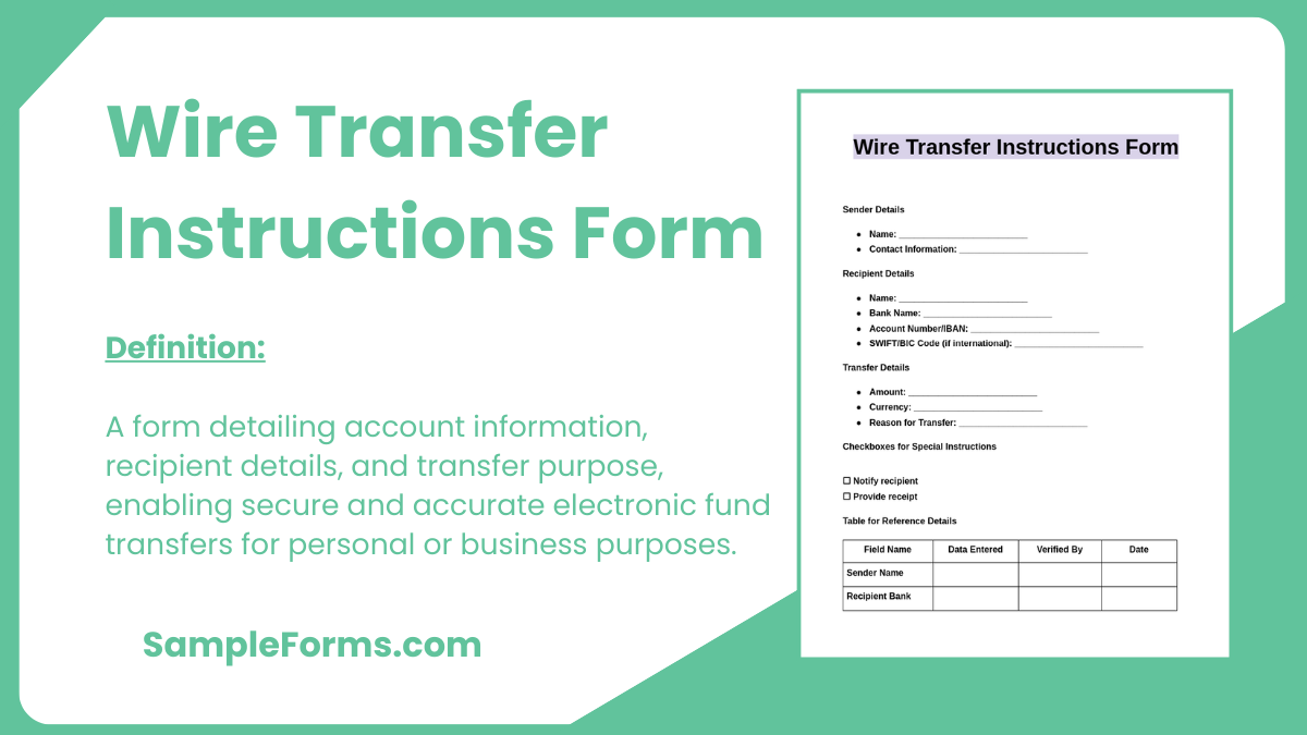 wire transfer instructions form