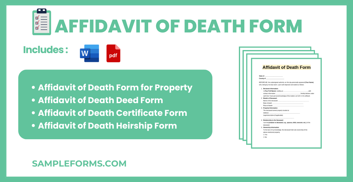 affidavit of death form bundle