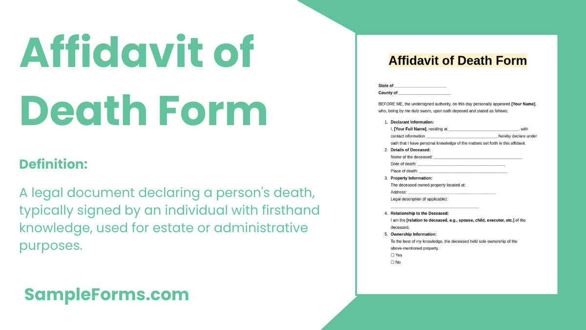 affidavit of death form