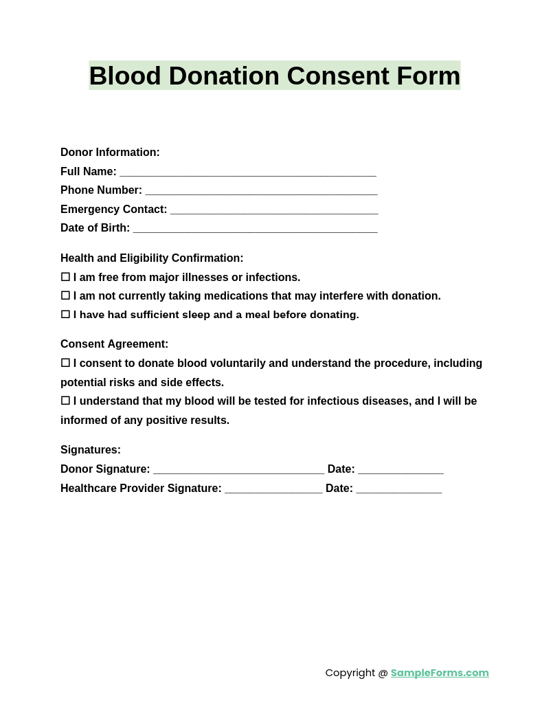 blood donation consent form