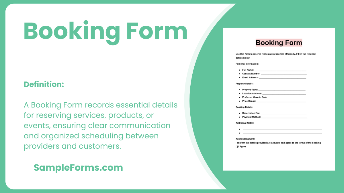 booking form