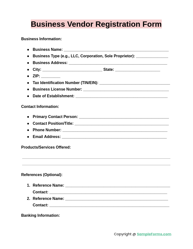 business vendor registration form