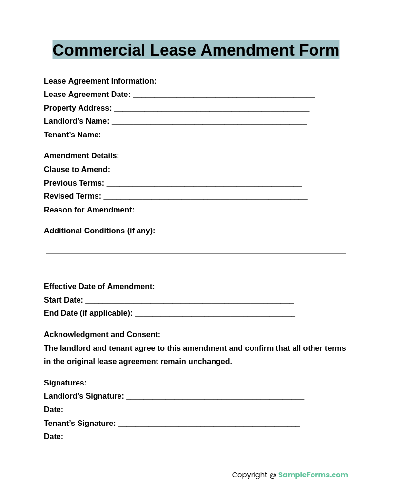 FREE 14+ Lease Amendment Form Samples, PDF, MS Word, Google Docs