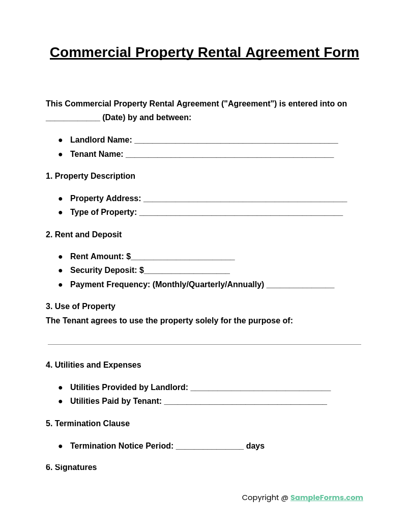 FREE 11+ Commercial Rental Agreement Form Samples, PDF, MS Word, Google ...