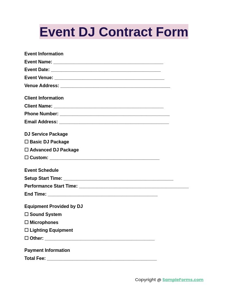 event dj contract form