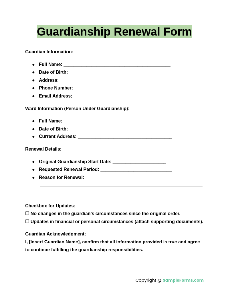 guardianship renewal form