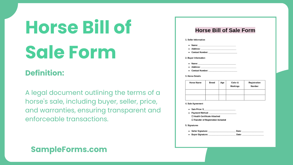 horse bill of sale form