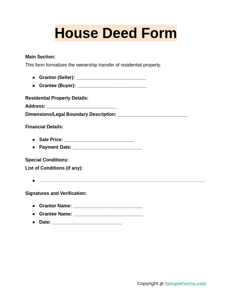 house deed form