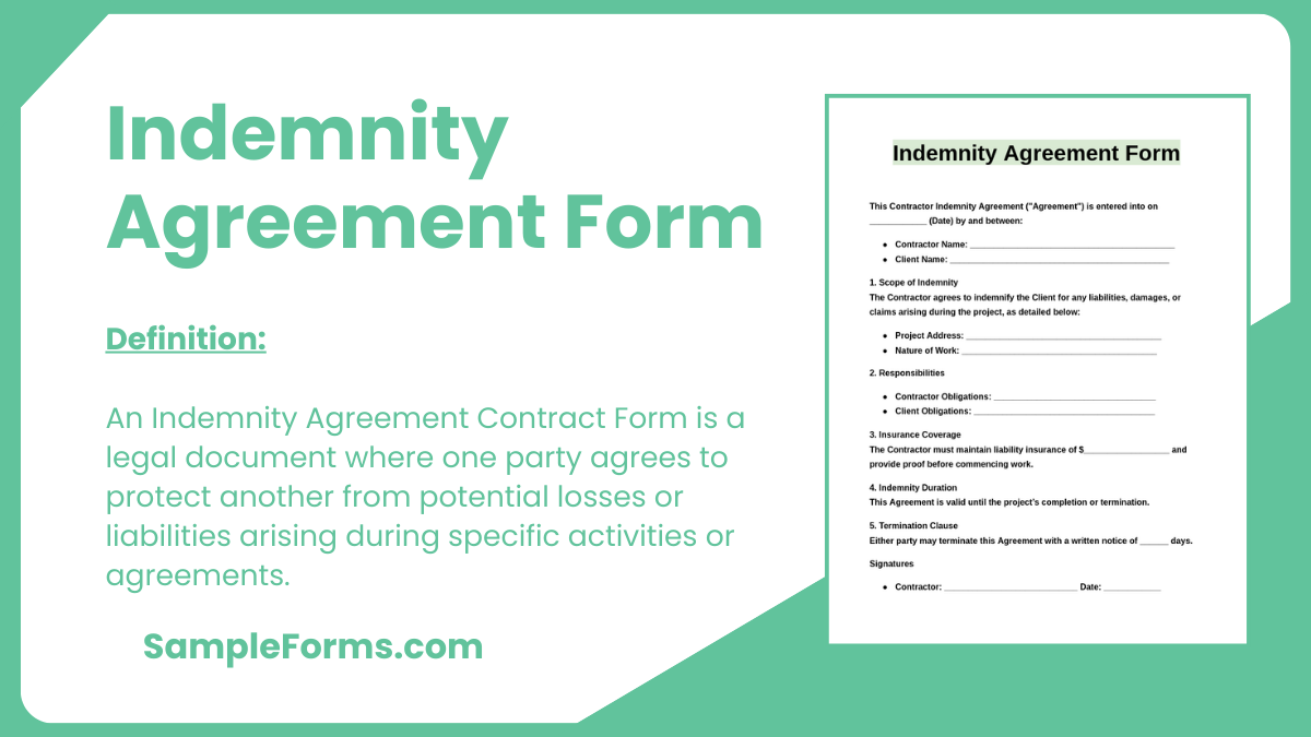 indemnity agreement form