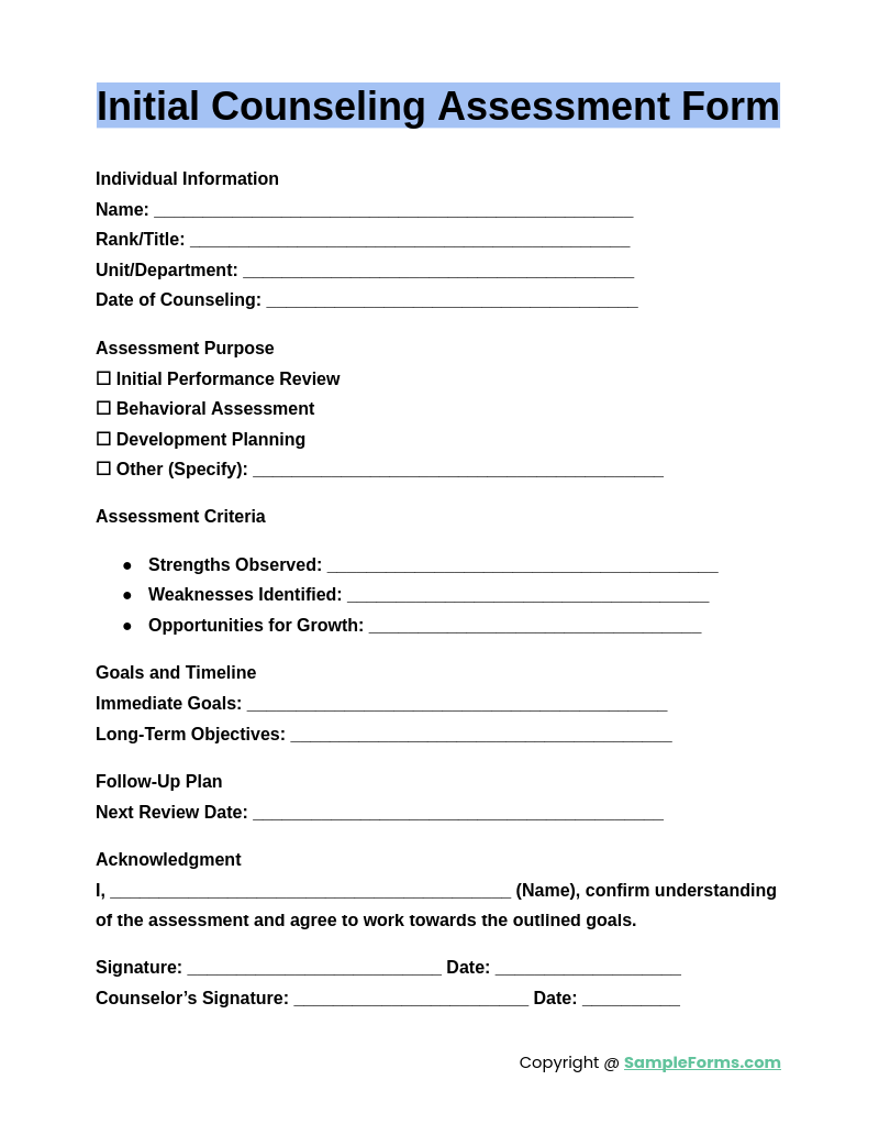 initial counseling assessment form