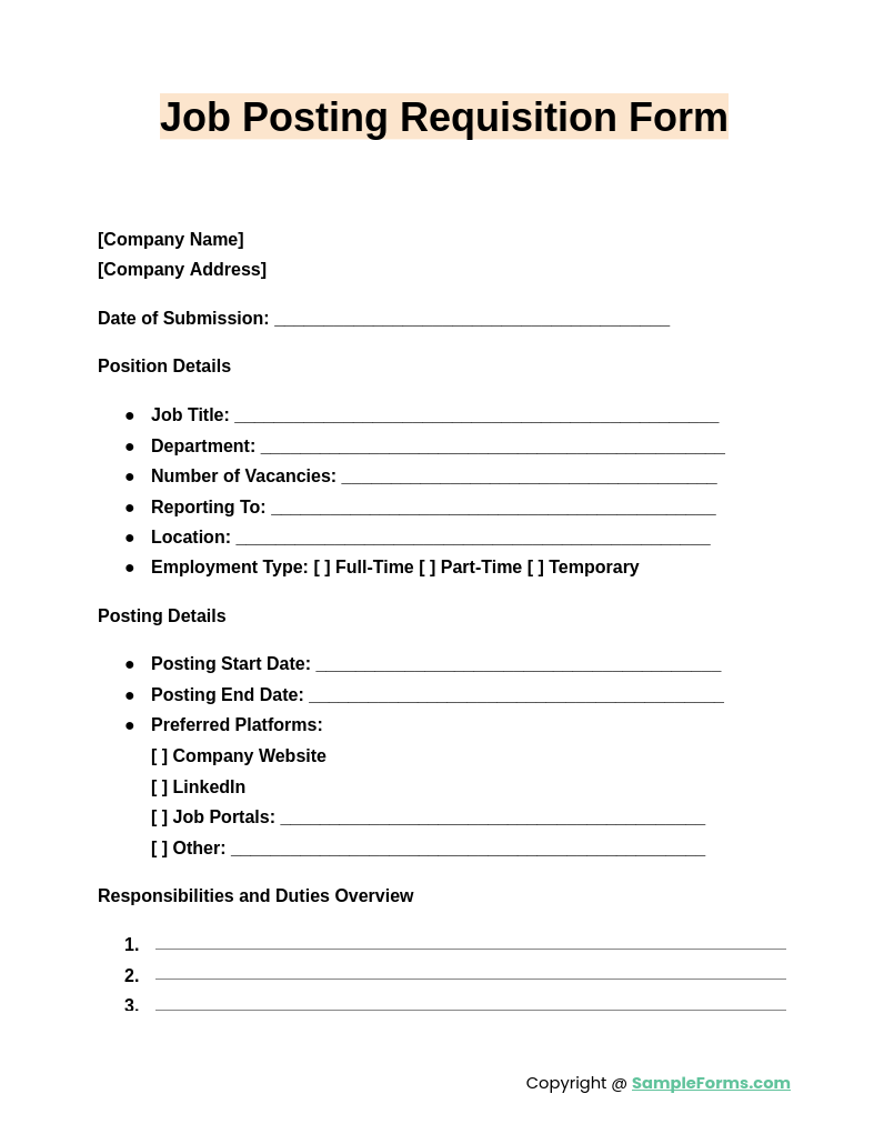 job posting requisition form