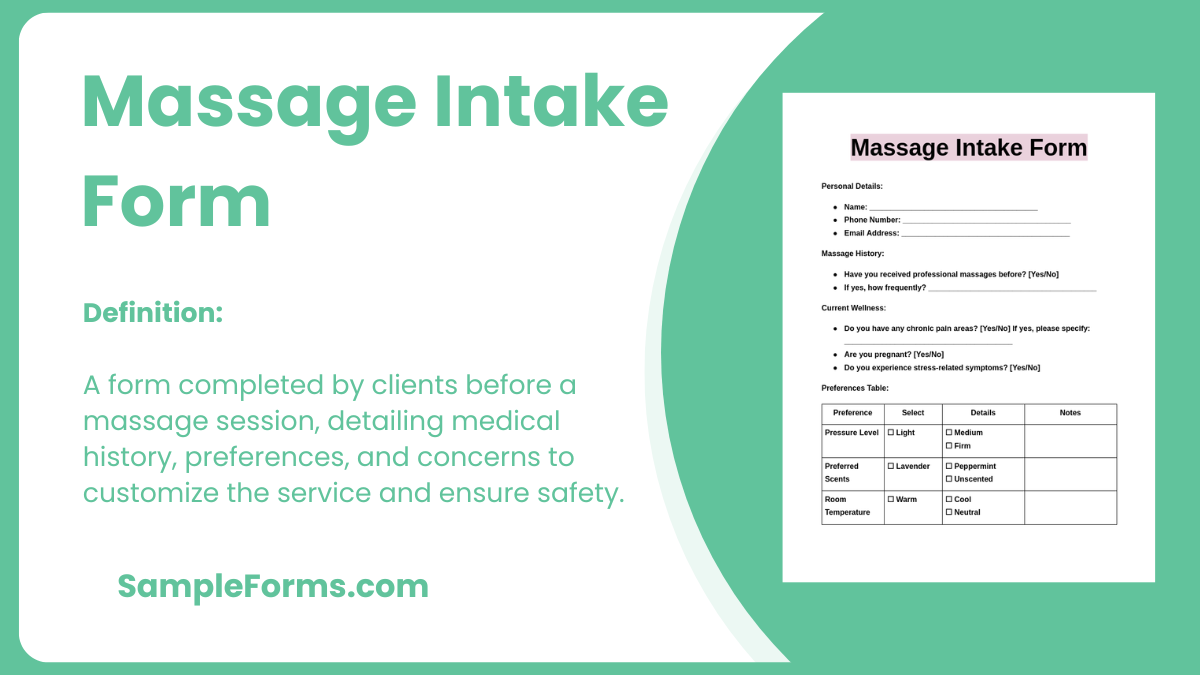 massage intake form