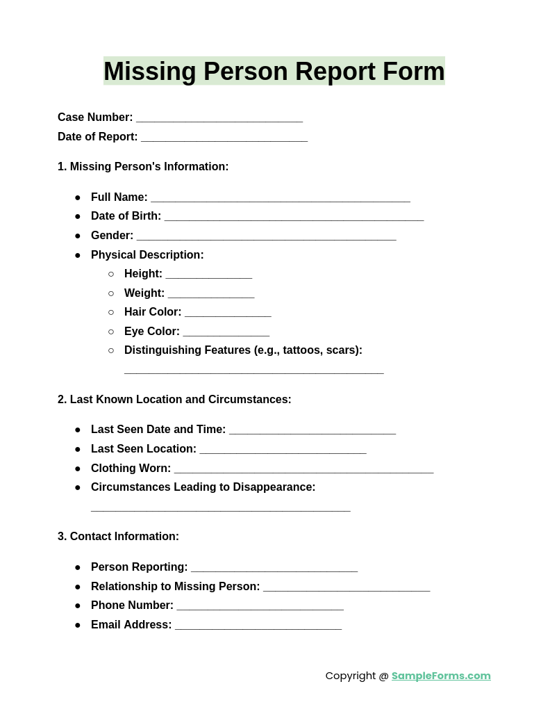 missing person report form