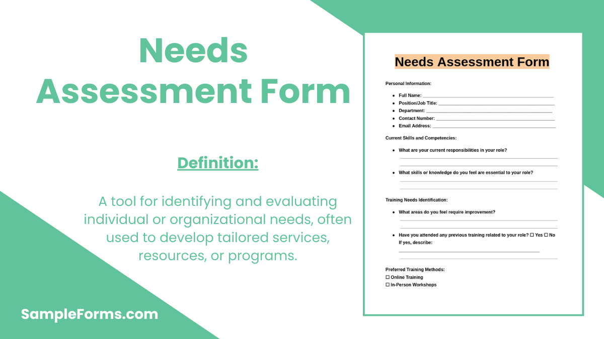 needs assessment form