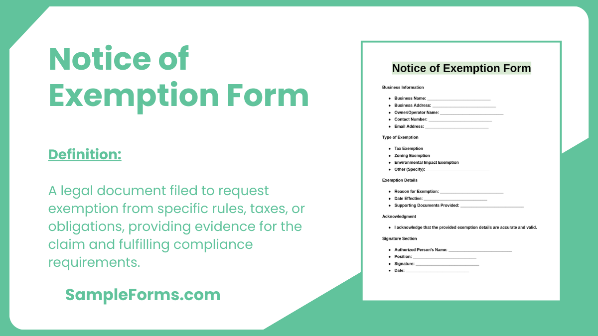 notice of exemption form