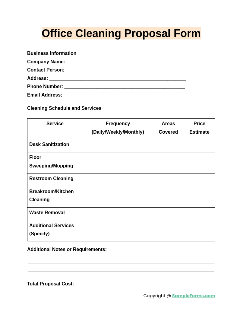 office cleaning proposal form