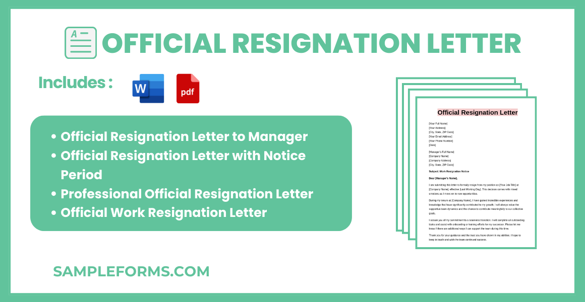 Resignate FREE 10+ Official Resignation Letter Samples, PDF, MS Word, Google Docs