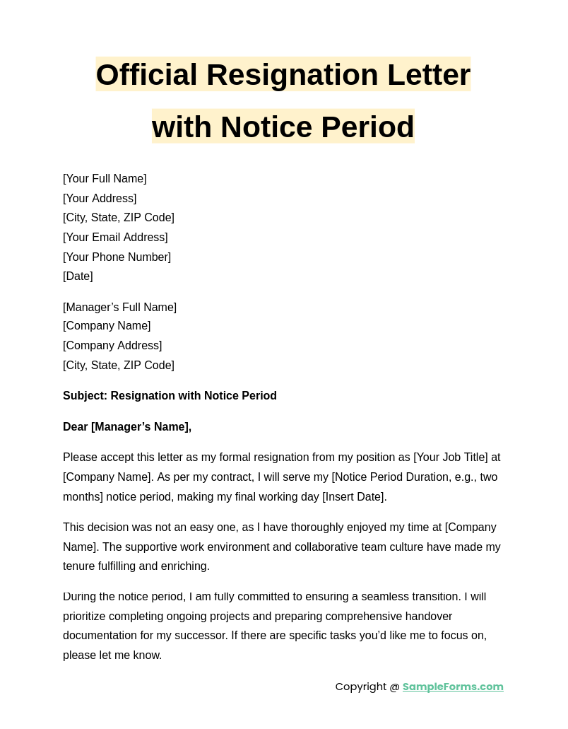 Resignate FREE 10+ Official Resignation Letter Samples, PDF, MS Word, Google Docs
