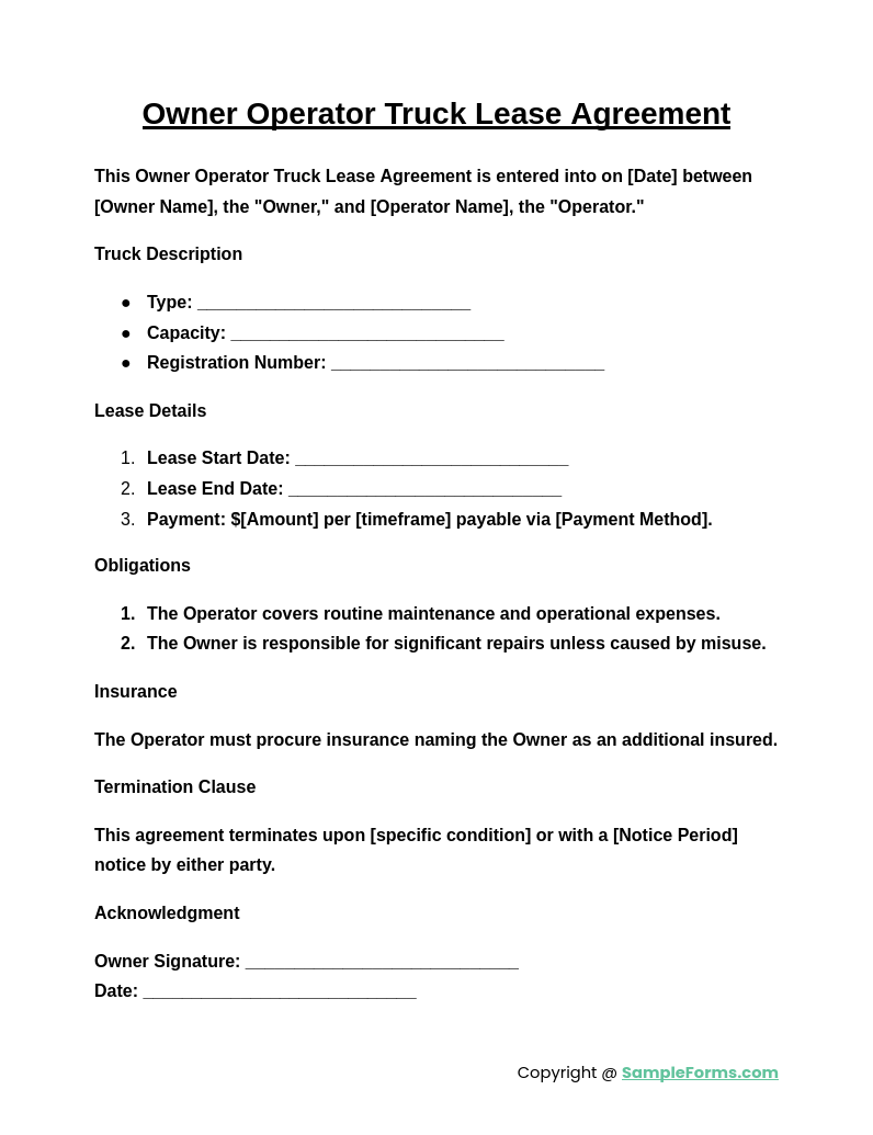 owner operator truck lease agreement