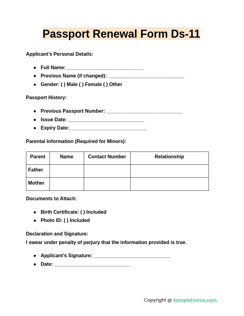 passport renewal form ds 11