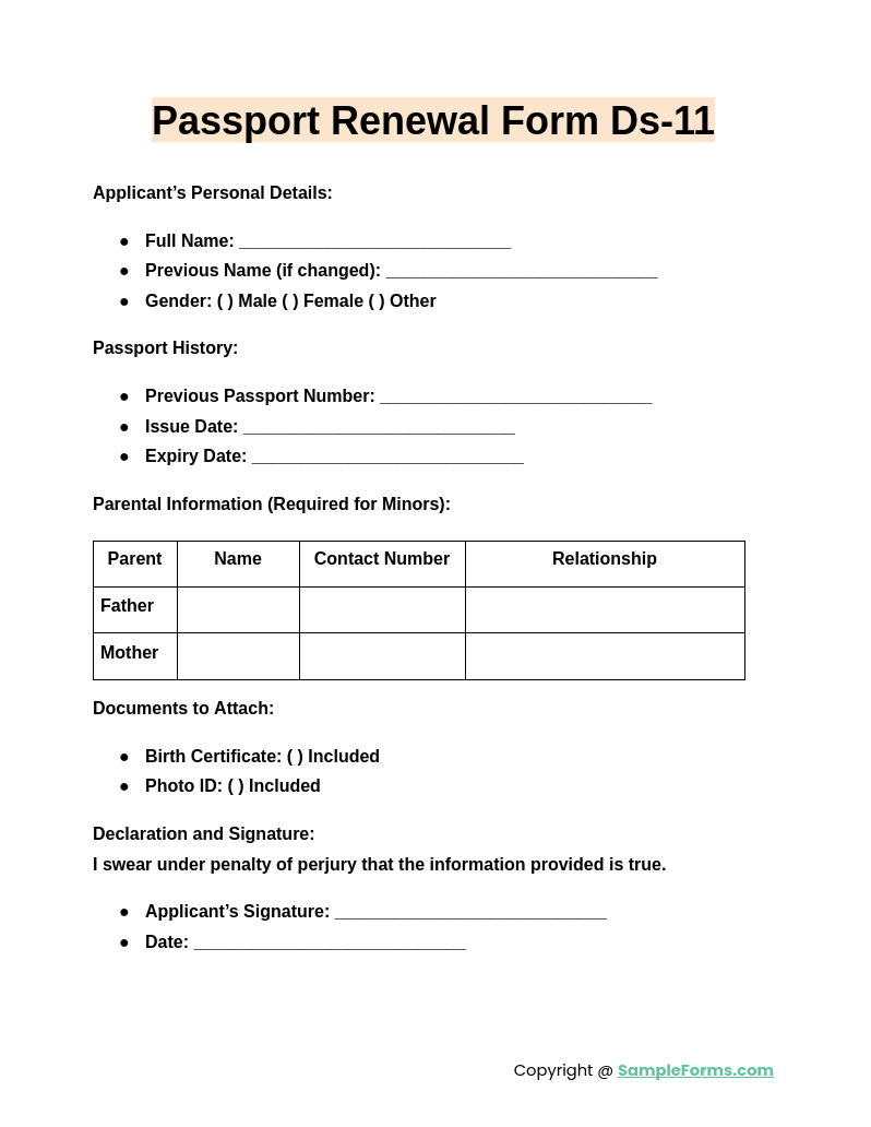 FREE 9+ Sample Passport Renewal Forms in PDF | MS Word