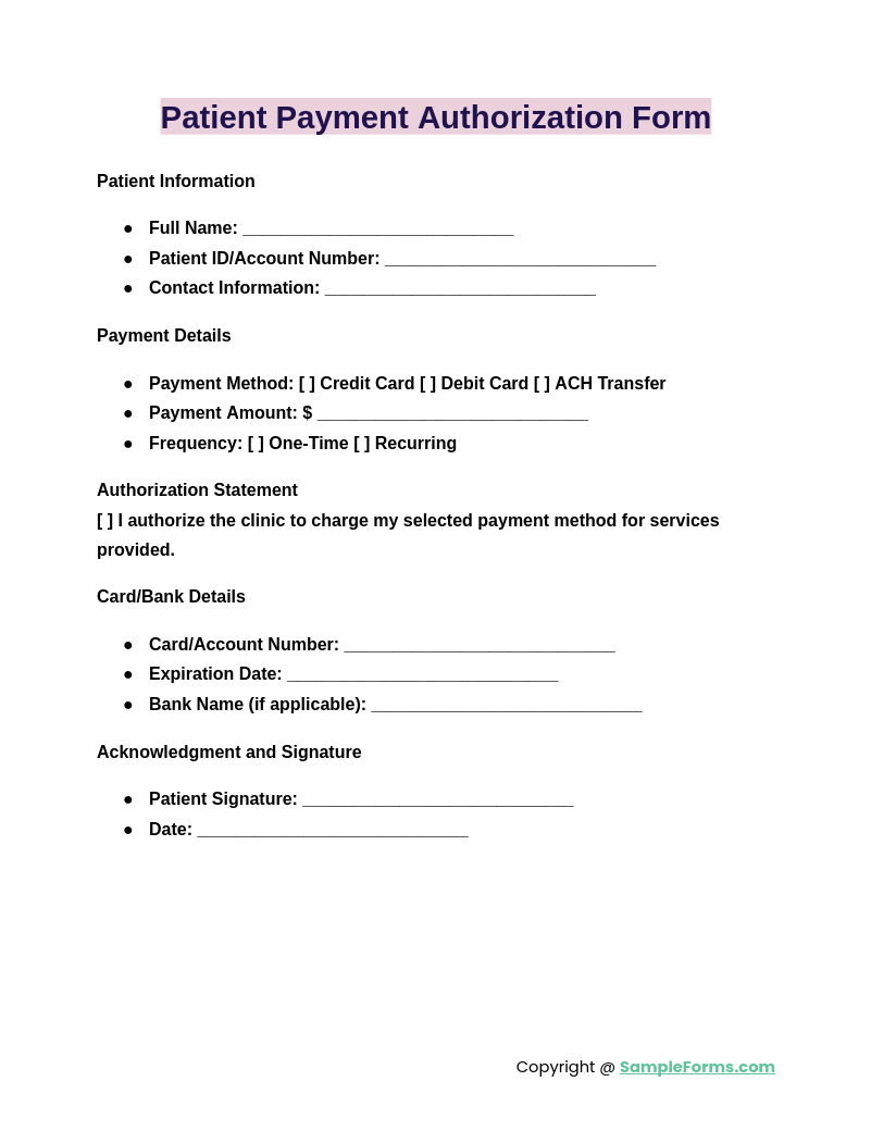 patient payment authorization form