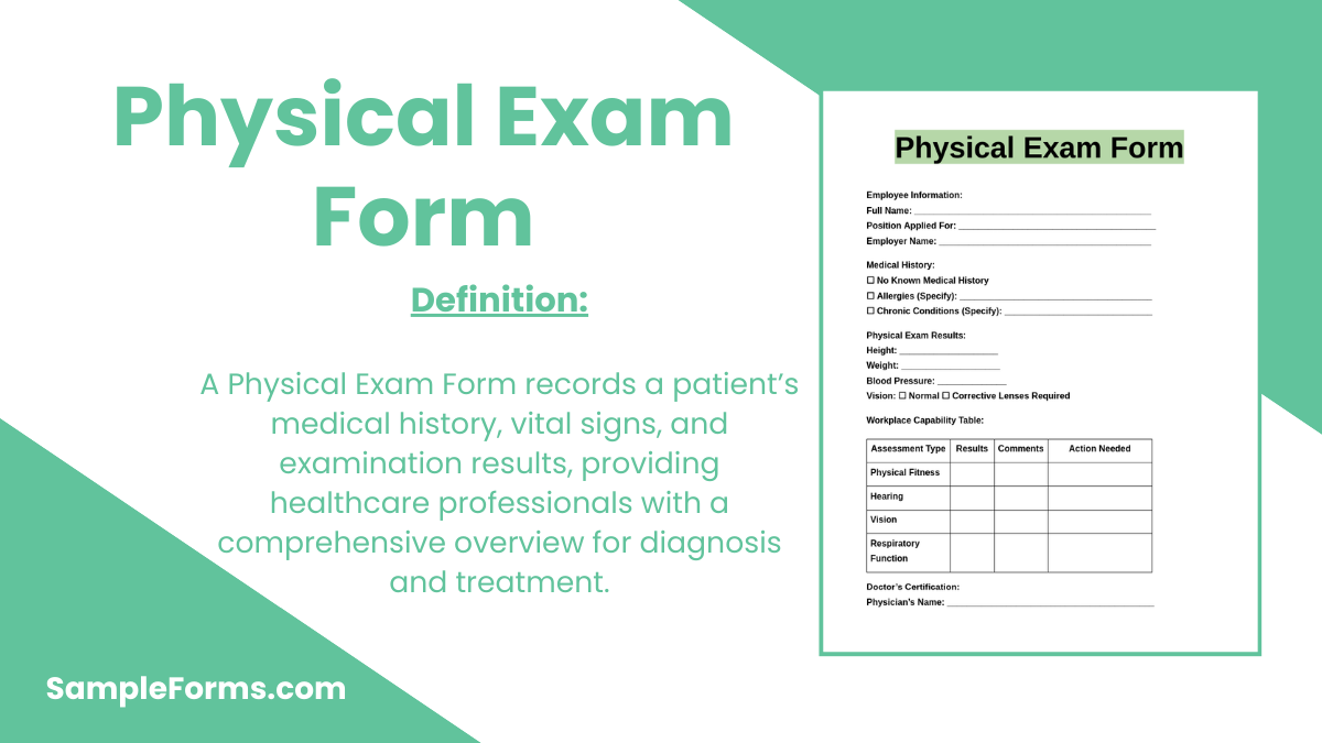 physical exam form